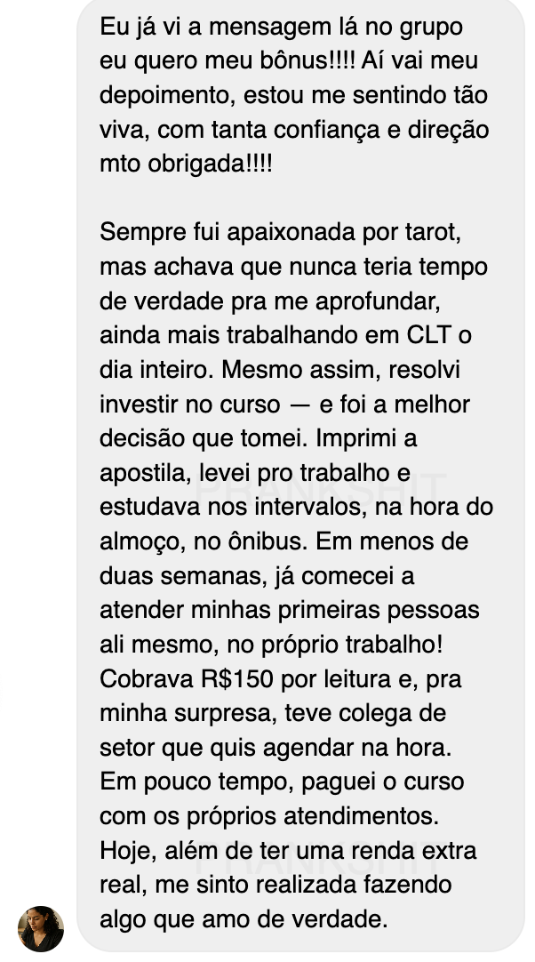 Depoimento de aluna Tarot